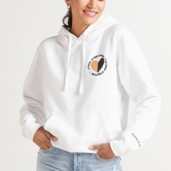 EVEREVE x 4 The Love Women's Size Small White Valuing Everyone Hooded Sweatshirt - Picture 1 of 11